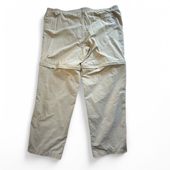 Columbia PFG Mens Fishing Cargo Pants Beige Nylon Zip-Off Legs Mesh Lined XL - Picture 2 of 9